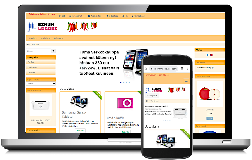 JLCommerce Pro ulkoasu K1 keltainen