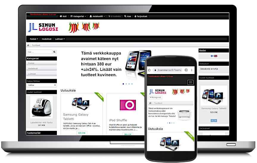 JLCommerce Pro ulkoasu M1 musta