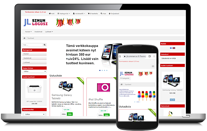 JLCommerce Pro ulkoasu Teema P2 punainen