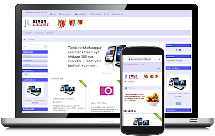 JLCommerce Pro ulkoasu Teema S1 sininen