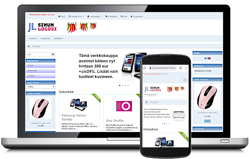 JLCommerce Pro ulkoasu Teema S2 sininen