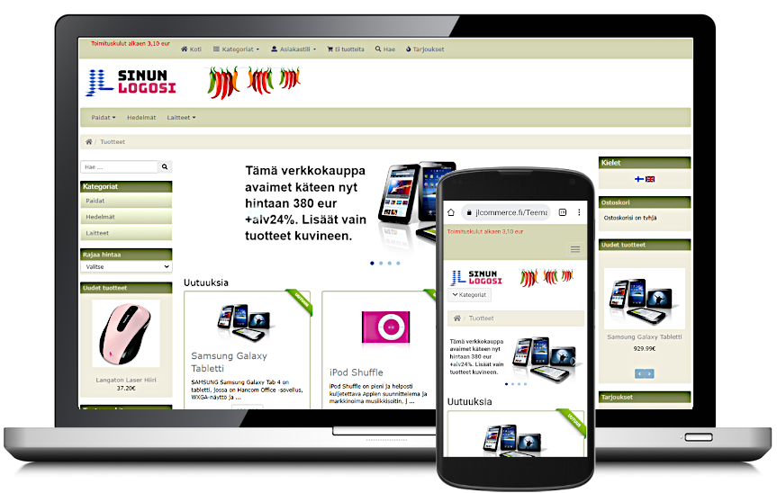 JLCommerce Pro ulkoasu Teema V1 vihreä