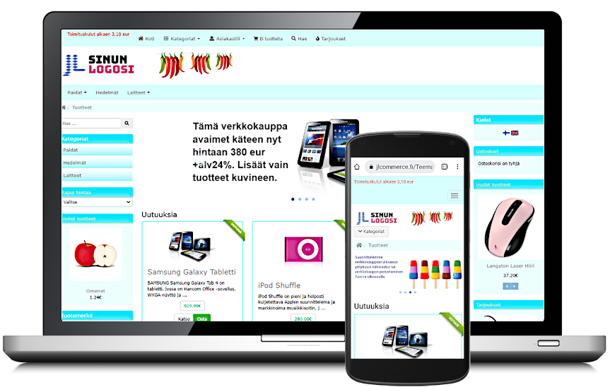 JLCommerce Pro ulkoasu Teema V2 vihreä